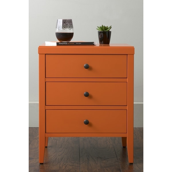 Painted Acacia Wood 3-Drawer Nightstand