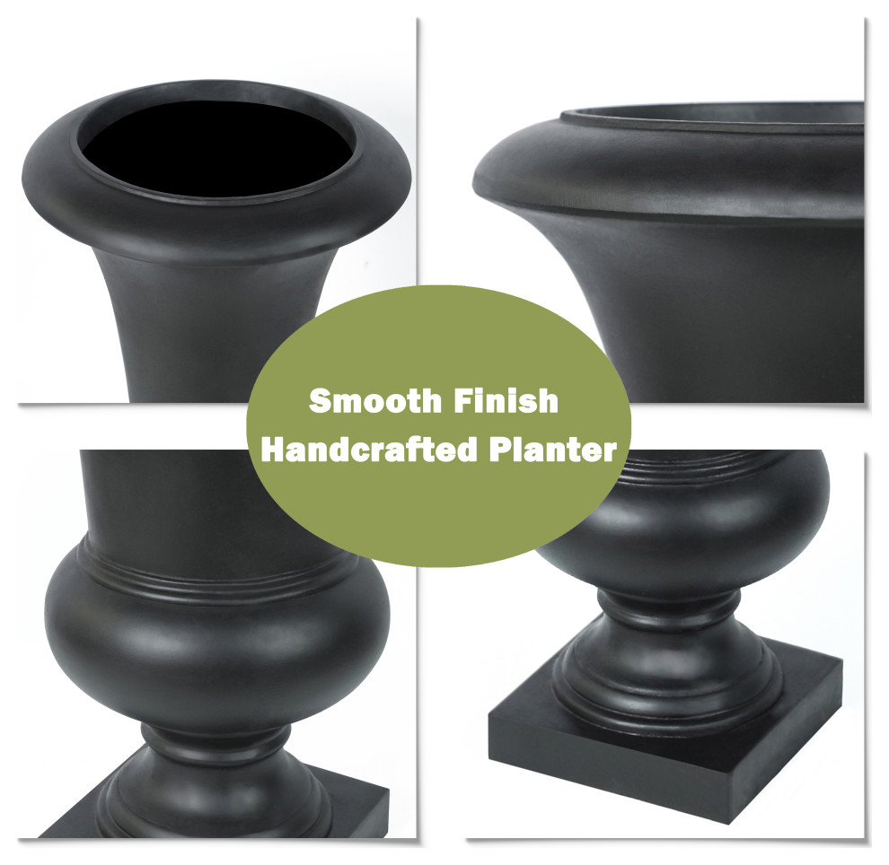 22.75 quotH Black Slim MgO Urn Planter   Traditional   Outdoor Pots And Planters   by Winsome House Inc.  Houzz