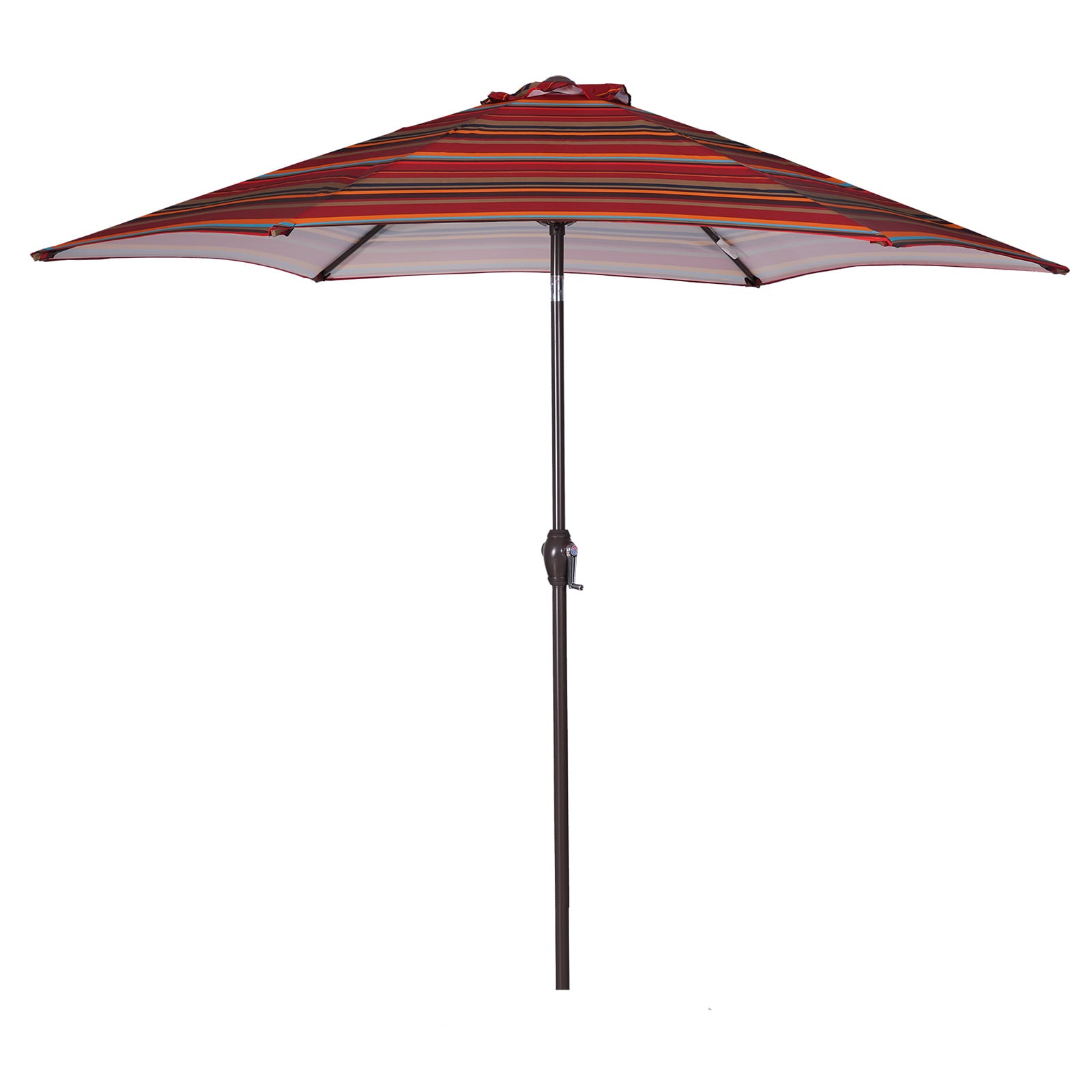 Outdoor Patio 8.6-Feet Market Table Umbrella with Push Button Tilt and Crank, Red Stripes[Umbrella Base is not Included]