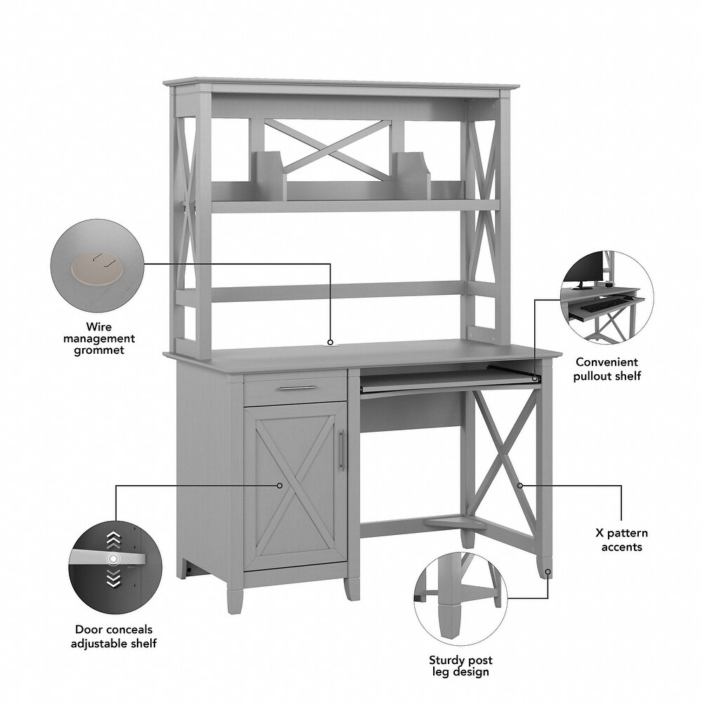 Key West 48W Small Computer Desk with Hutch by Bush Furniture