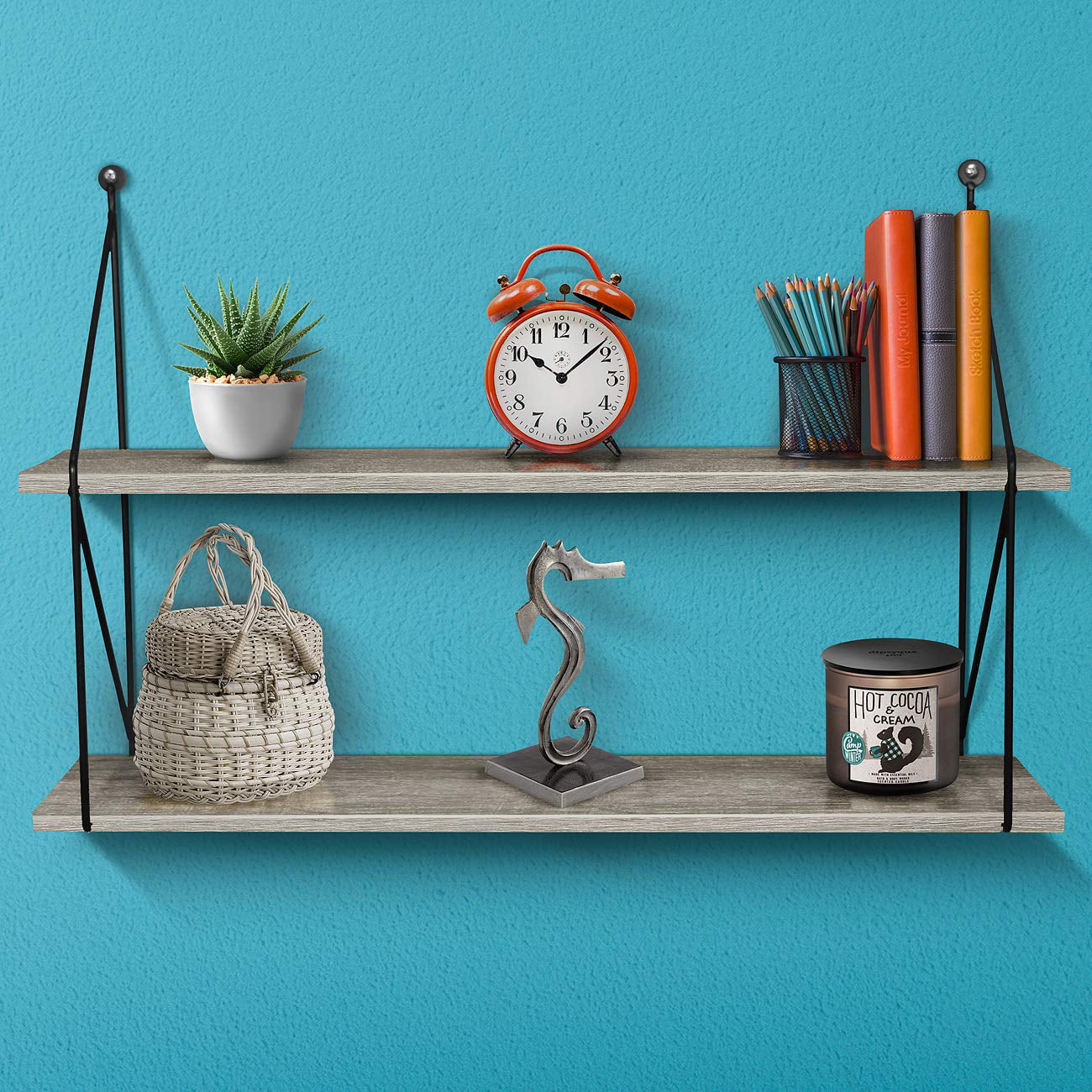 Sorbus 2 Tier Floating Shelves, For Photos, Decorative Items, and Much More - (Grey)Medium Density Fiberboard