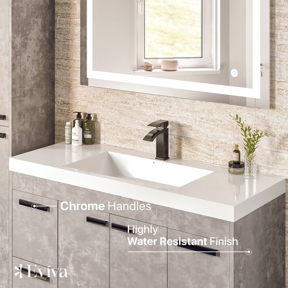 Eviva Lugano 48 inch Cement Gray Modern Bathroom Vanity with White Integrated Acrylic Top