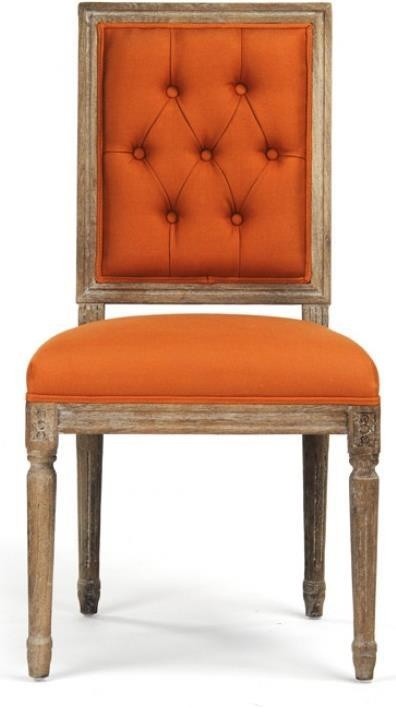 Side Chair LOUIS Beige Persimmon Red Wood Upholstery Fabric   Farmhouse   Dining Chairs   by EuroLuxHome  Houzz