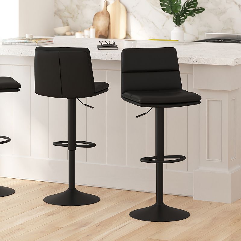 Merrick Lane Keene Modern Upholstered Adjustable Height Stools with Sturdy Iron Bases