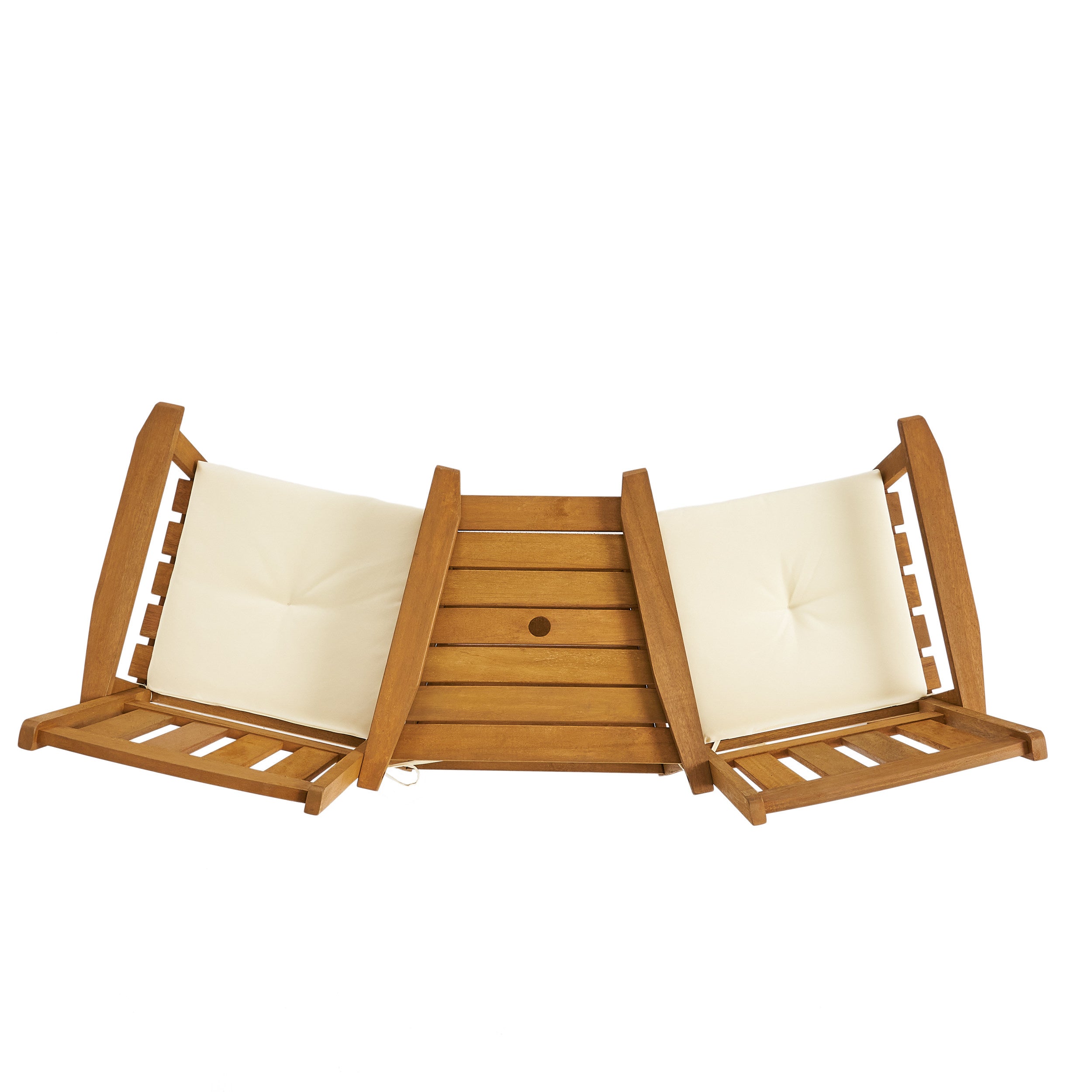 Las Brisas Outdoor Wood Adjoining 2-Seater Chairs with Cushions