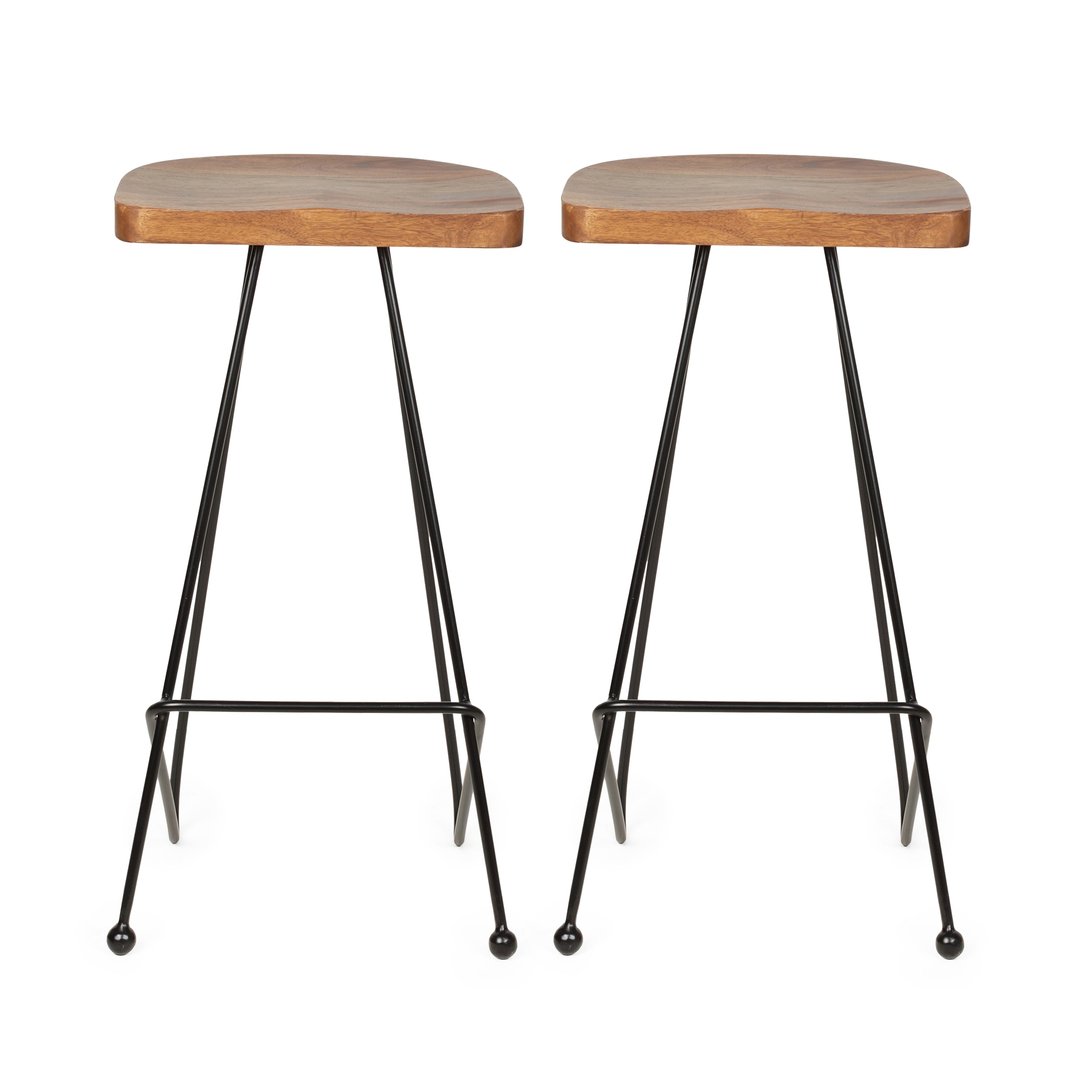 Govan Handcrafted Modern Industrial Wood Bar Stools (Set of 2)