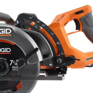 RIDGID 18V Brushless Cordless 7-14 in. Rear Handle Circular Saw (Tool Only) R8658B