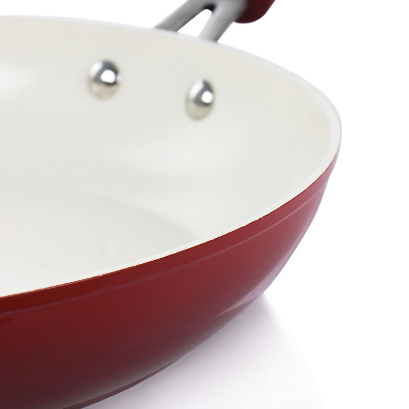 Oster Cocina Corbett 12 Inch Nonstick Aluminum Frying Pan in Red