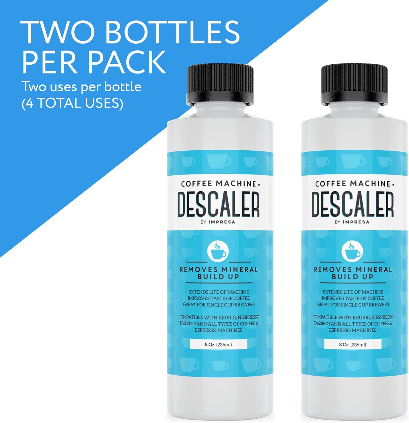 Descaler (2 Pack， 2 Uses Per Bottle) - Made in the USA