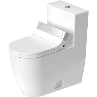 Duravit 1-Piece 0.92 GPF Dual Flush Elongated Toilet in White with HygieneGlaze Seat Not Included 2173512001