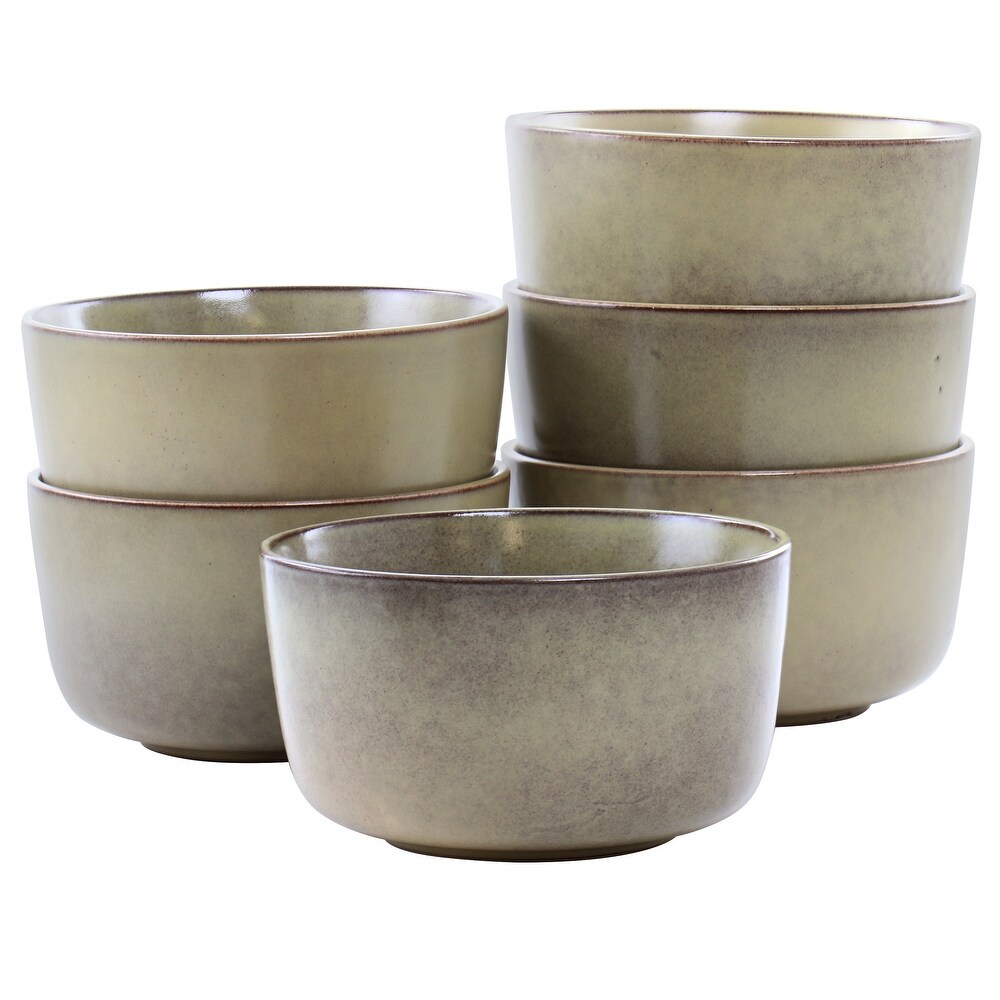 6 Piece 5.5 Inch Round Stoneware Bowl Set in Toast