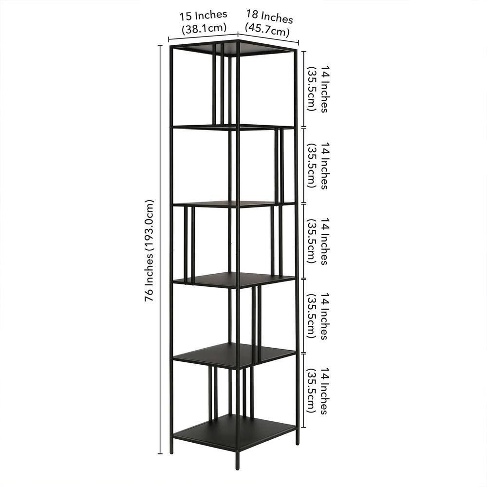 MeyerCross Ernest 76 in. Blackened Bronze 5-Shelf Standard Bookcase BK0995