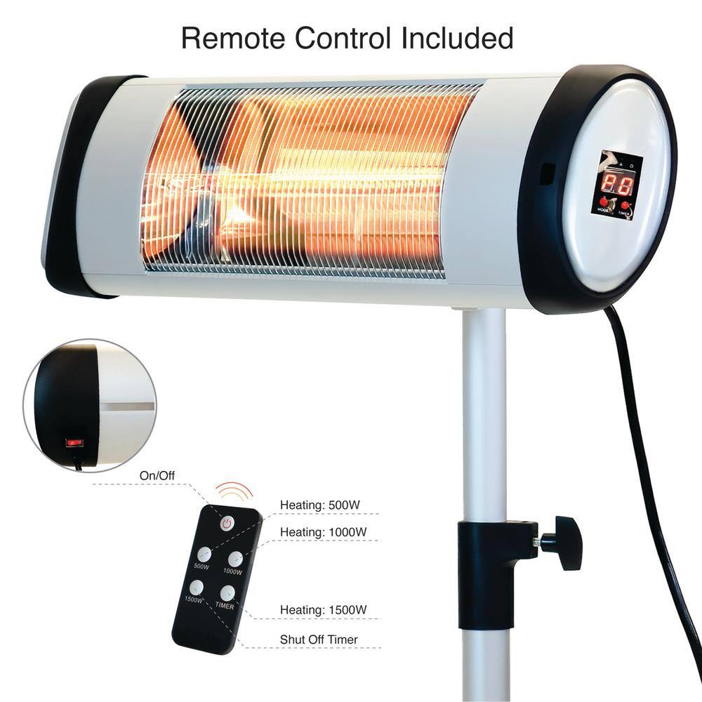 EdenBranch Adjustable Height Carbon Fiber Standing Patio Heater with Remote Control 1500-Watt 141013