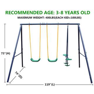 Metal Outdoor Swing Set with Glider for Kids Toddlers Children LN20232274