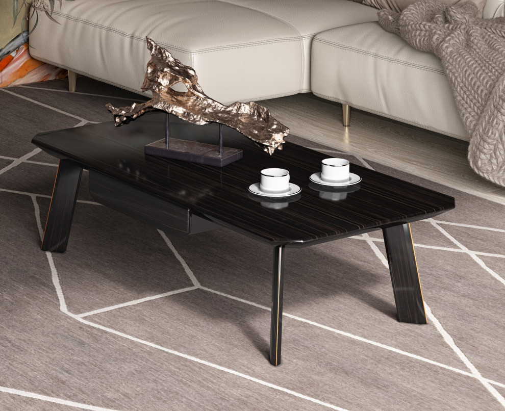 Modrest Chadwick Ebony and Rosegold Coffee Table   Midcentury   Coffee Tables   by Vig Furniture Inc.  Houzz