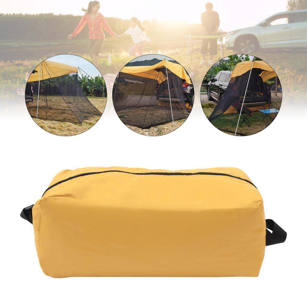 YIYIBYUS 4-Person 210T Polyester Fabric Portable Waterproof Car Awning Camping Tent in Yellow YD-HS1234P300-1