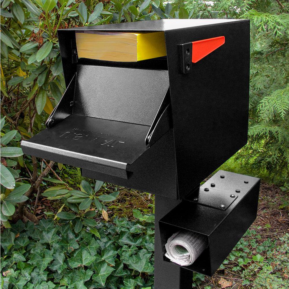 Mail Boss Package Master Locking Post-Mount Mailbox with High Security Reinforced Patented Locking System Black 7206