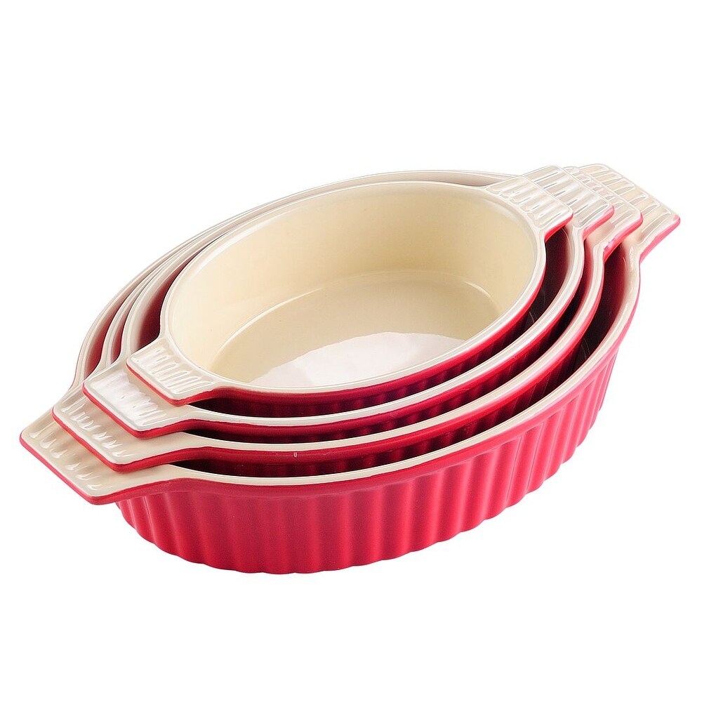 MALACASA  Series Bake.Bake  Ceramic Oval Baking Dish Bakeware Set