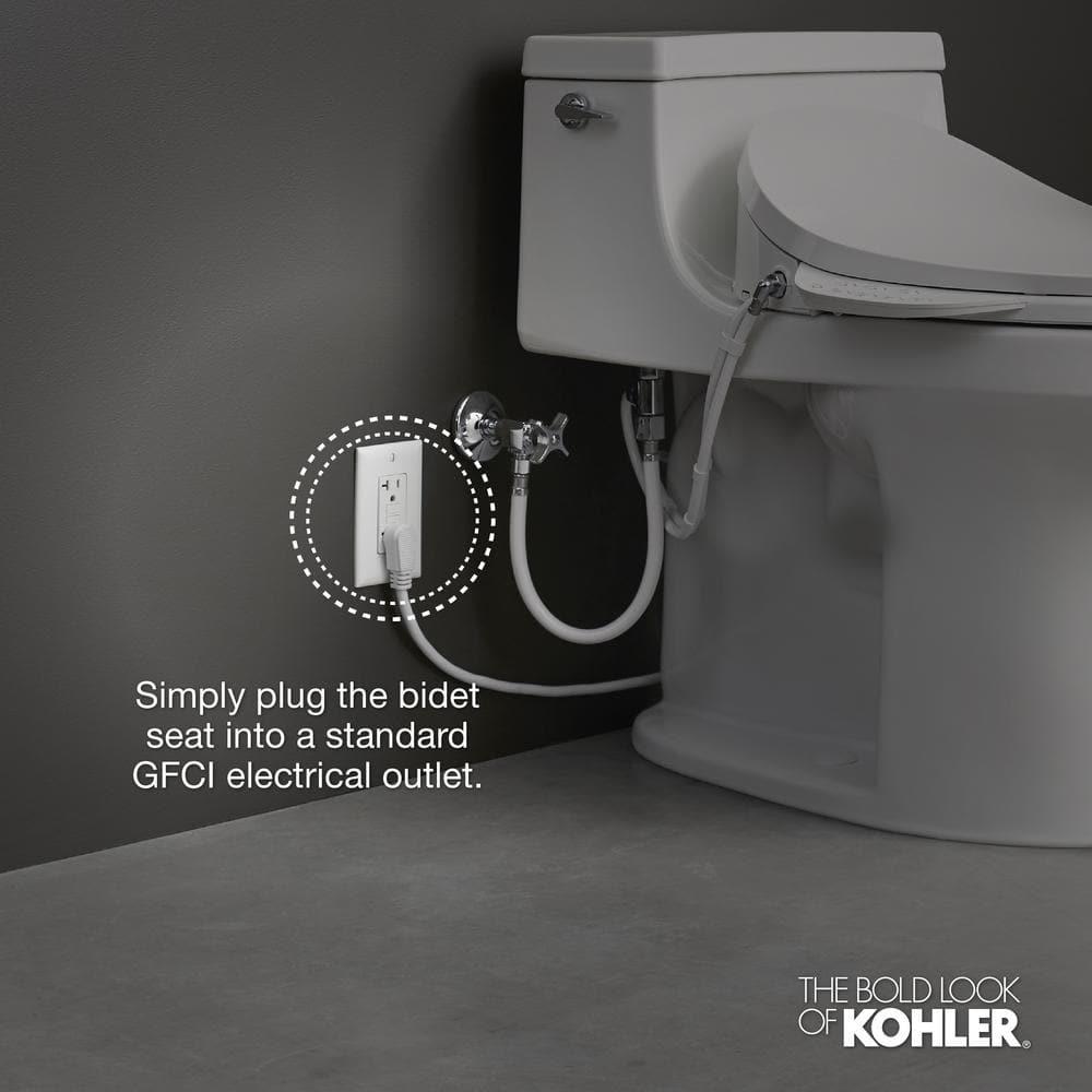 KOHLER C3430 Electric Heated Nightlight Remote Control Bidet Seat for Elongated Toilet in White