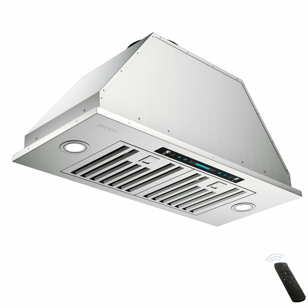 iKTCH 28 in 900 CFM Ducted Insert with LED 4 Speed Gesture Sensing and Touch Control Panel Range Hood in Stainless Steel