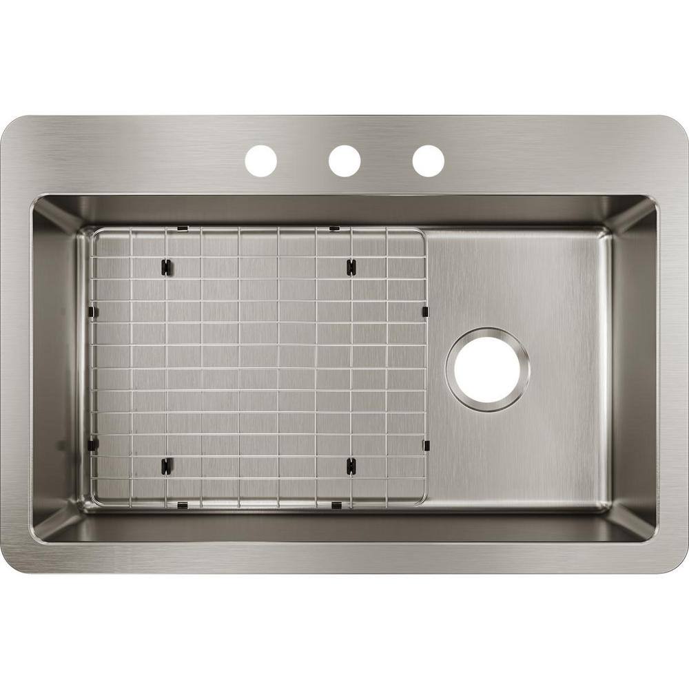 Elkay Avenue 33 in. Drop inUndermount Single Bowl 18 Gauge Stainless Steel Kitchen Sink with Bottom Grid HDDSB33229TR3