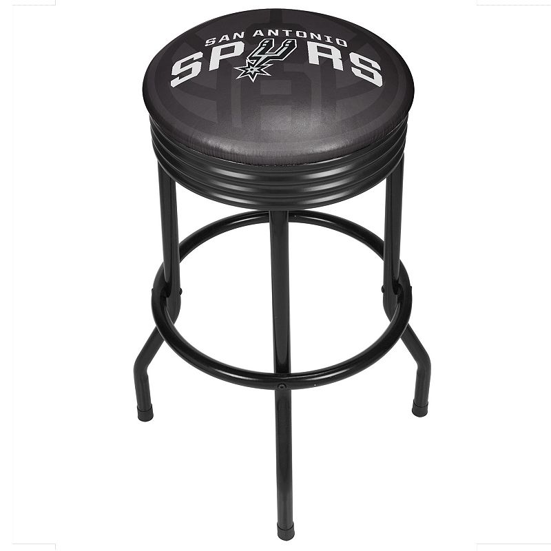 San Antonio Spurs Padded Ribbed Black Bar Stool