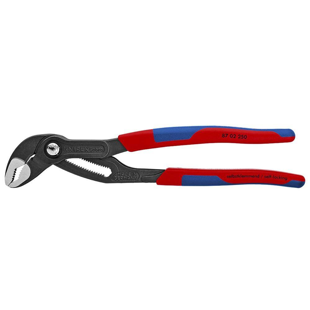 KNIPEX Heavy Duty Forged Steel 10 in. Cobra Pliers with 61 HRC Teeth and Multi-Component Comfort Grip 87 02 250 SBA