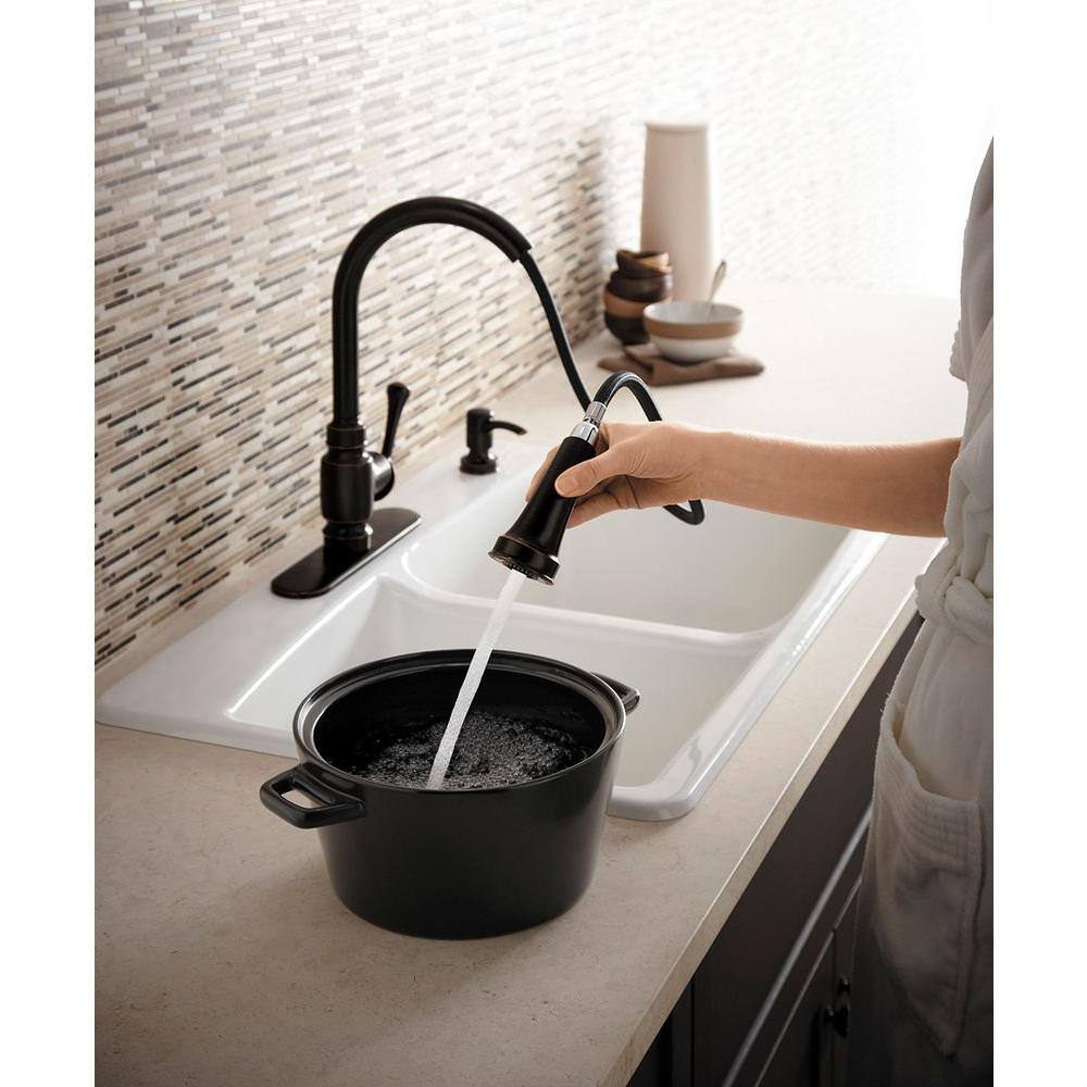 KOHLER Carmichael Single-Handle Pull-Down Sprayer Kitchen Faucet in Oil Rubbed Bronze K-R72512-SD-2BZ