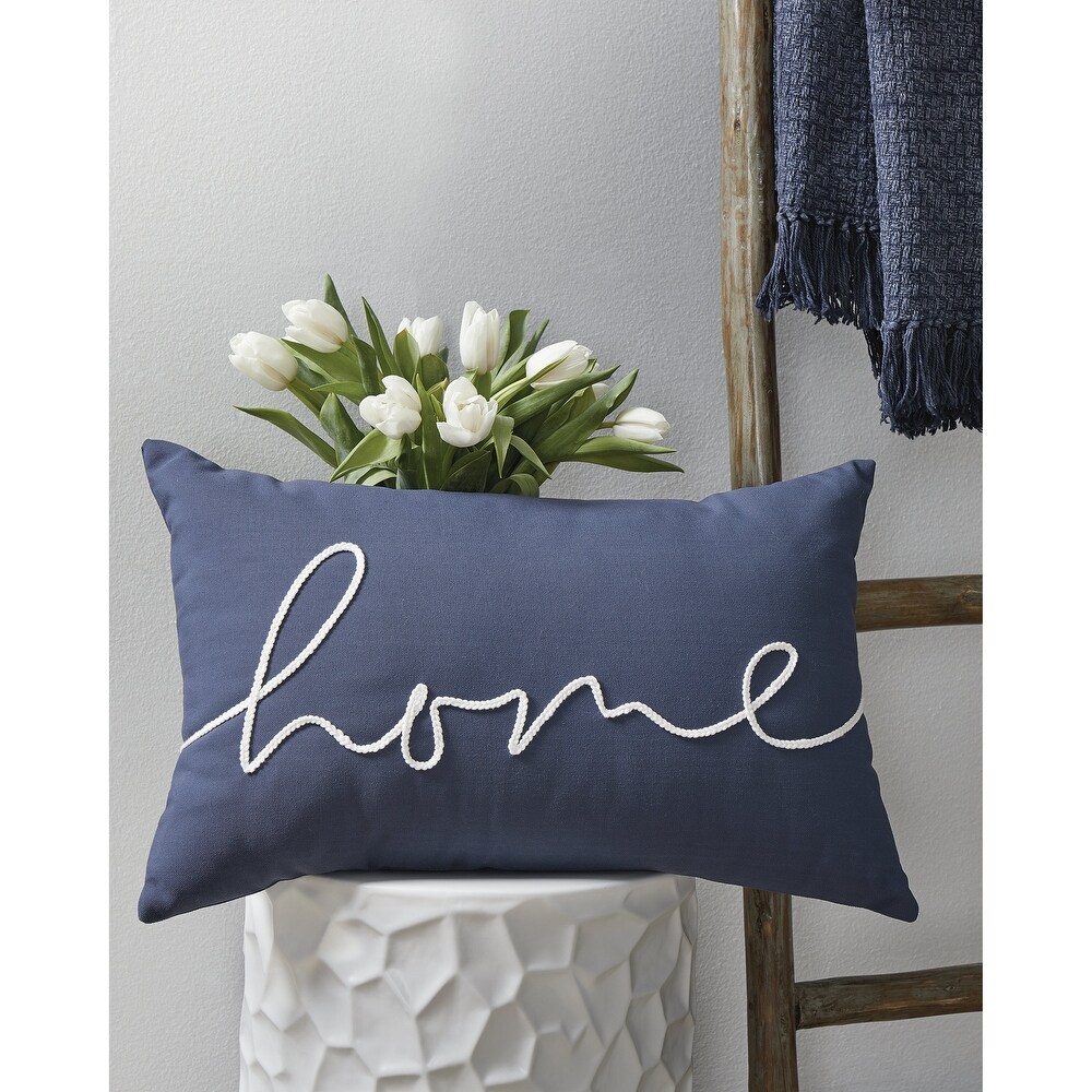 Ashley Furniture Velvetley Navy/White Indoor/Outdoor Pillow