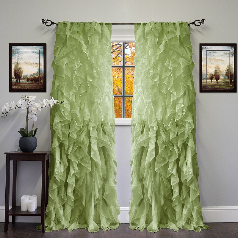 Sweet Home Collection Sheer Voile Vertical Ruffle Window Curtain