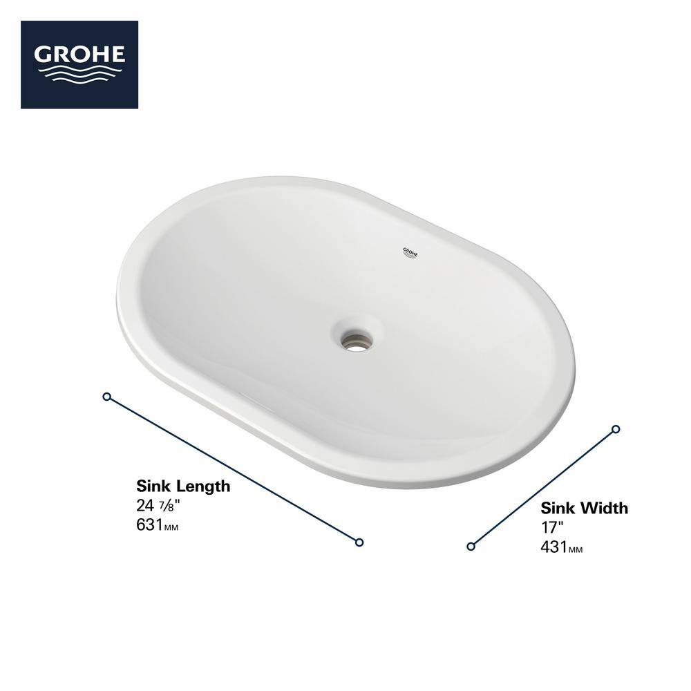 GROHE Essence 24 in. Undermount Bathroom Sink in Alpine White 39673000