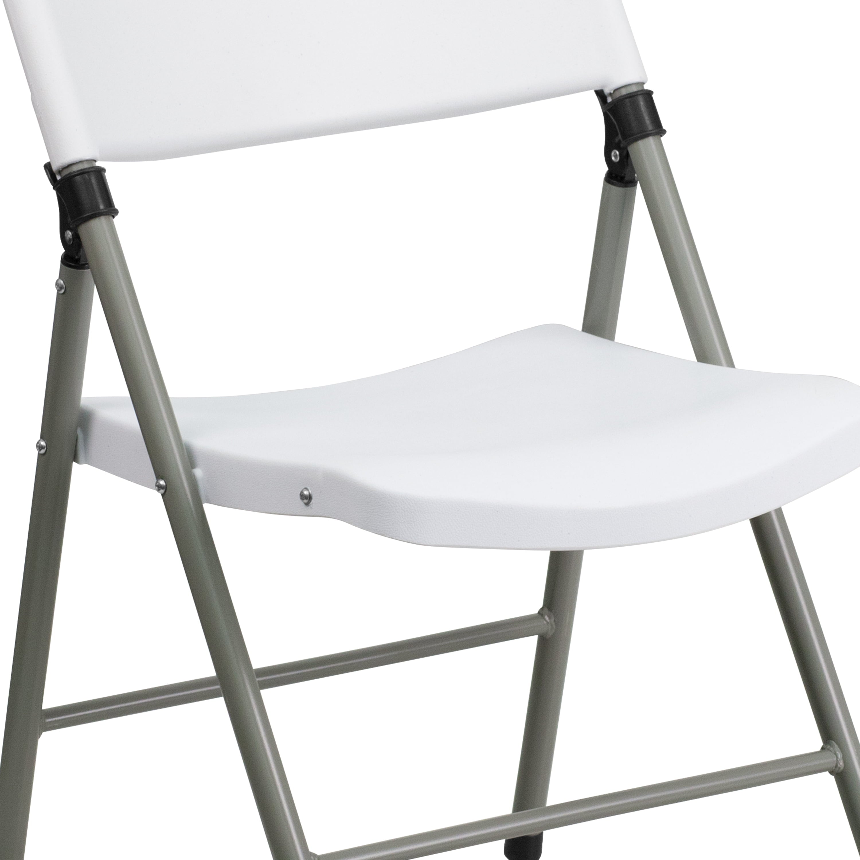 Flash Furniture 6 Pack HERCULES Series 330 lb. Capacity White Plastic Folding Chair with Gray Frame