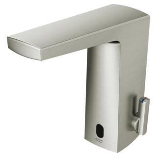 American Standard Paradigm Base Model AC Powered Single Hole Touchless Bathroom Faucet with SmarTherm 0.35 GPM in Brushed Nickel 702B303.295