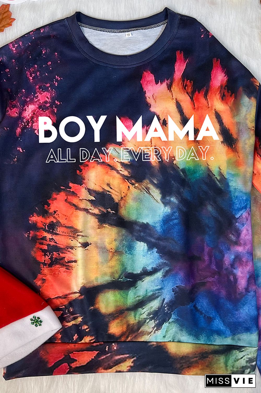 Bleached Tie Dye O-neck Sweatshirt Women Wholesale