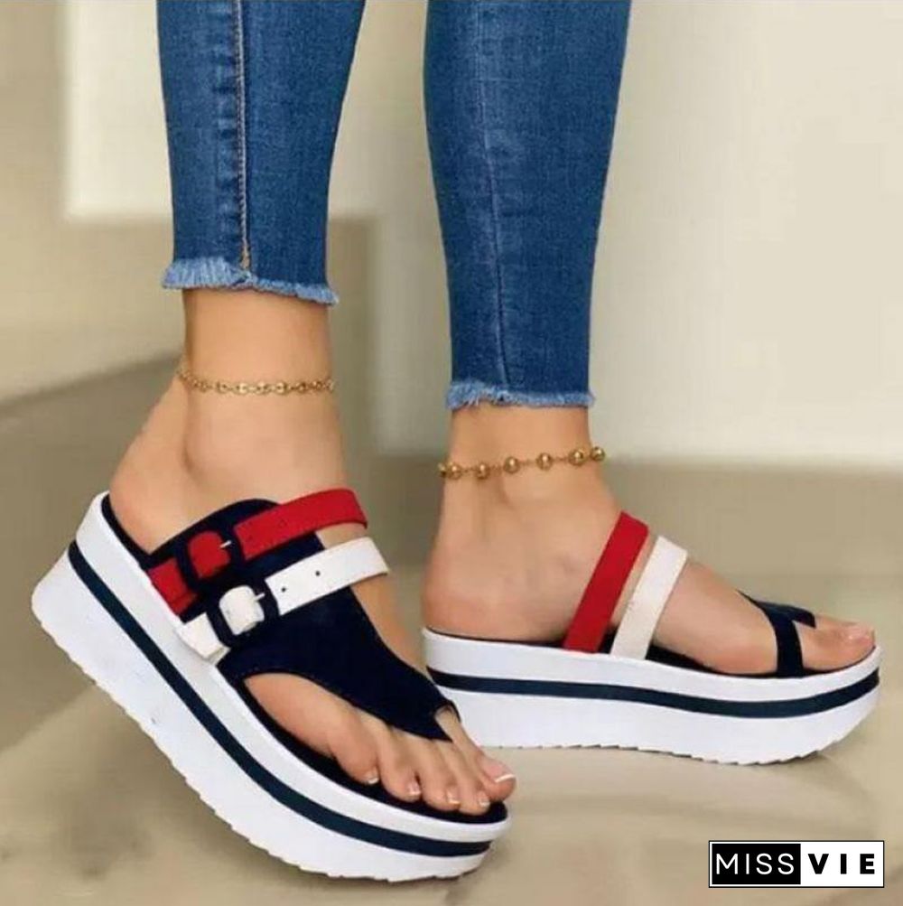 Summer Fashion Women's Wedges Sandals Beach Casual Female Platform Peep Toe Shoes Slingback Lady Mixed Colors Buckle Sandals