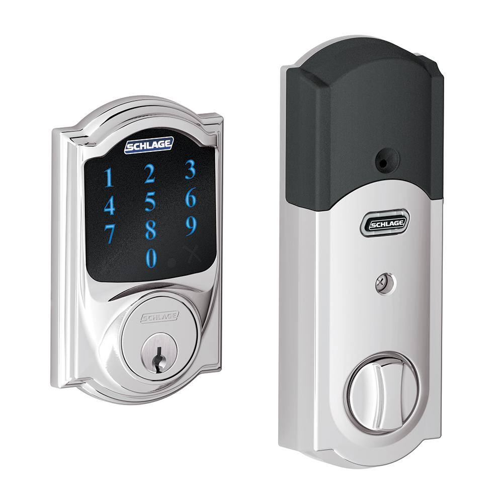 Schlage Camelot Bright Chrome Electronic Connect Smart Deadbolt with Alarm - Z-Wave Plus Enabled BE469ZP CAM 625