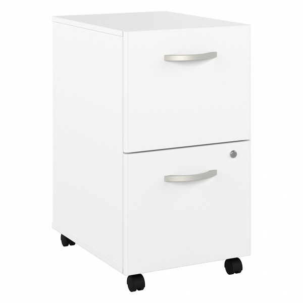 Bush Business Furniture Hybrid 2 Drawer Mobile File Cabinet in White - Assembled