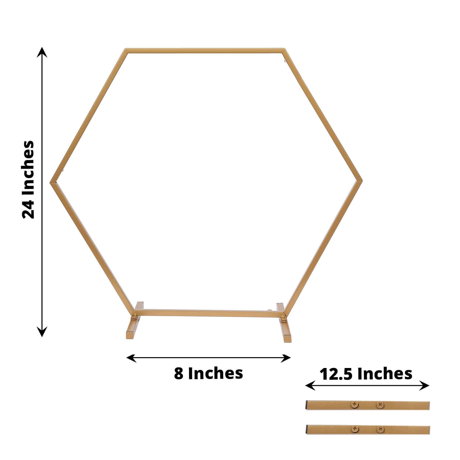 Gold Metal Hexagon Table Wedding Arch Centerpiece Stand, Geometric Self Standing Flower Balloon Frame 24