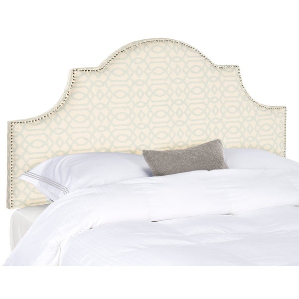 SAFAVIEH Hallmar Silver/ Cream Upholstered Arched Headboard - Silver Nailhead (Full) - - 8429369