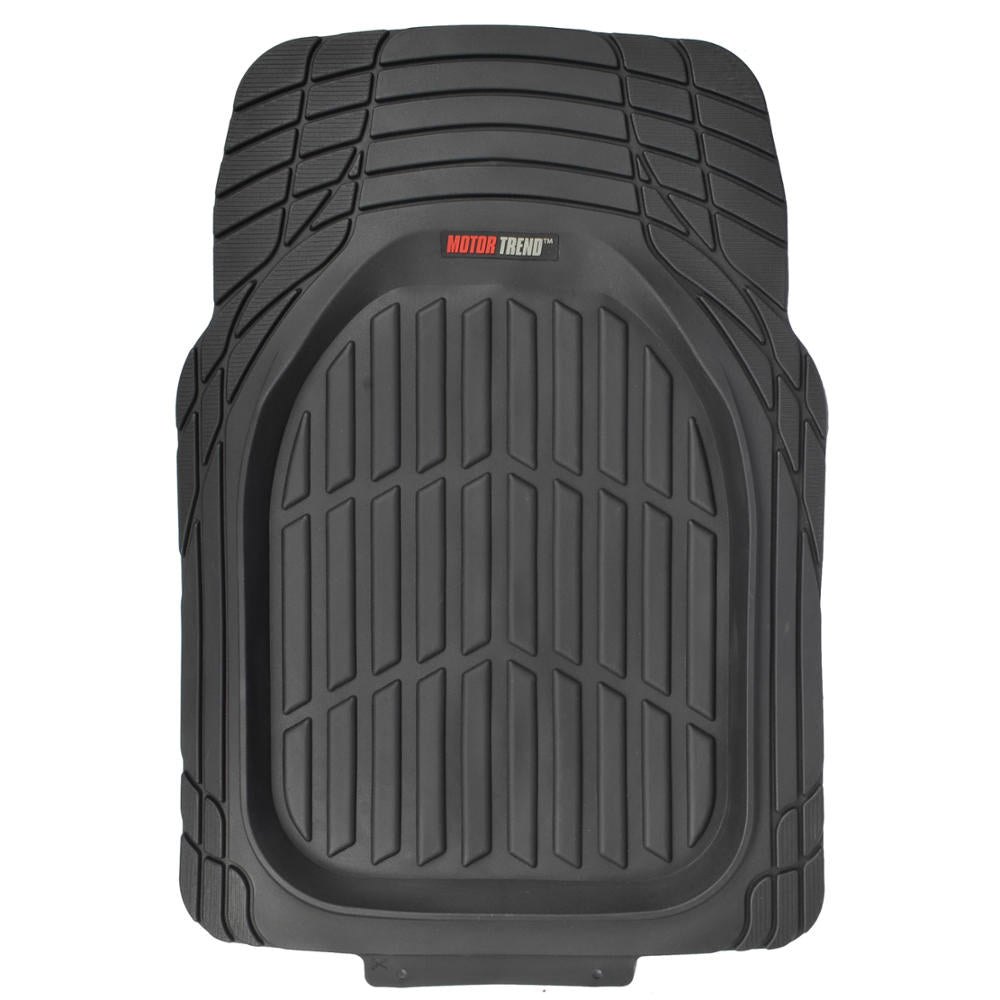 Motor Trend FlexTough 3D Car Rubber Floor Mats - Deep Dish Heavy Duty Rubber for Car SUV Truck and Van - All Weather Protection (Black)