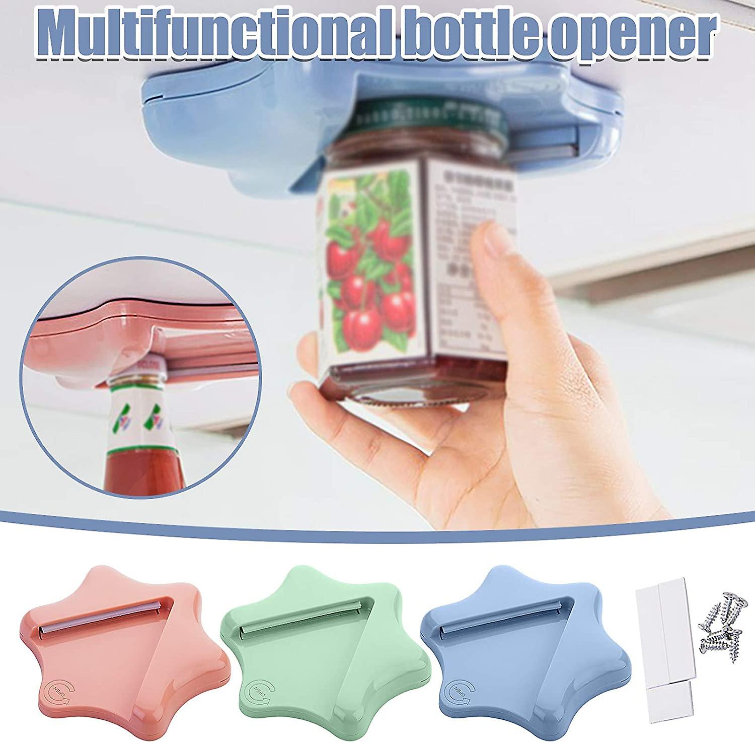 Under Cabinet Jar Opener， Undermount Lid Gripper Tool Easily Grip And Unscrew Multi-sized Jars， Bottles And Containers For Arthritis， Weak Hands， And