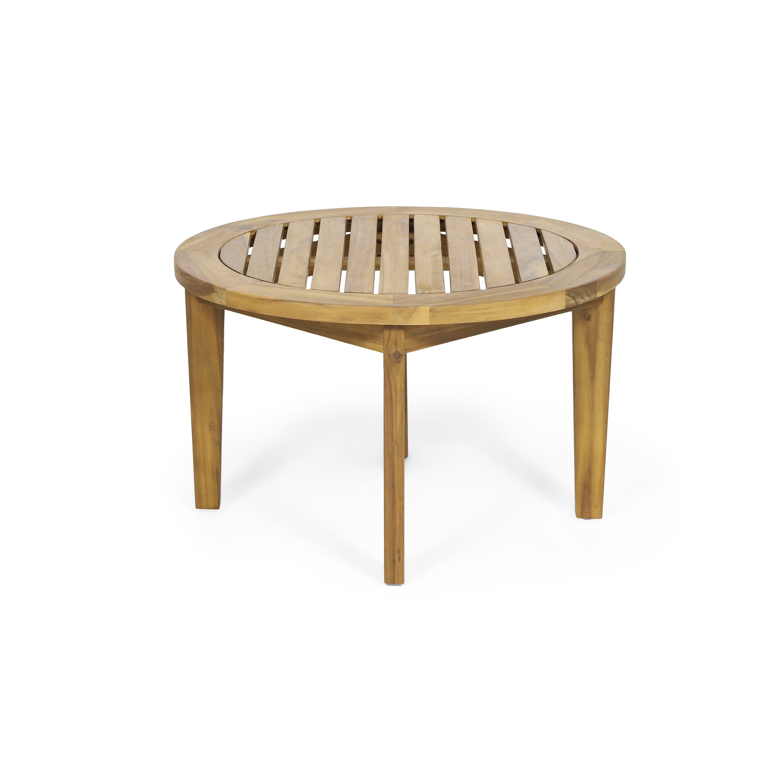 Dean Outdoor Acacia Wood Circular Coffee Table, Teak