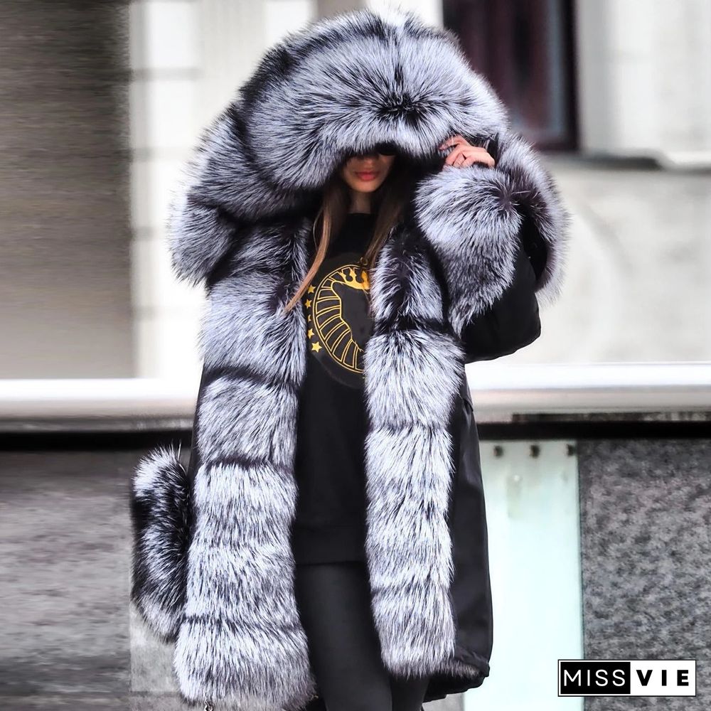 Classy Furry Faux Fur Collar Jacket Women's Fur Coats Online