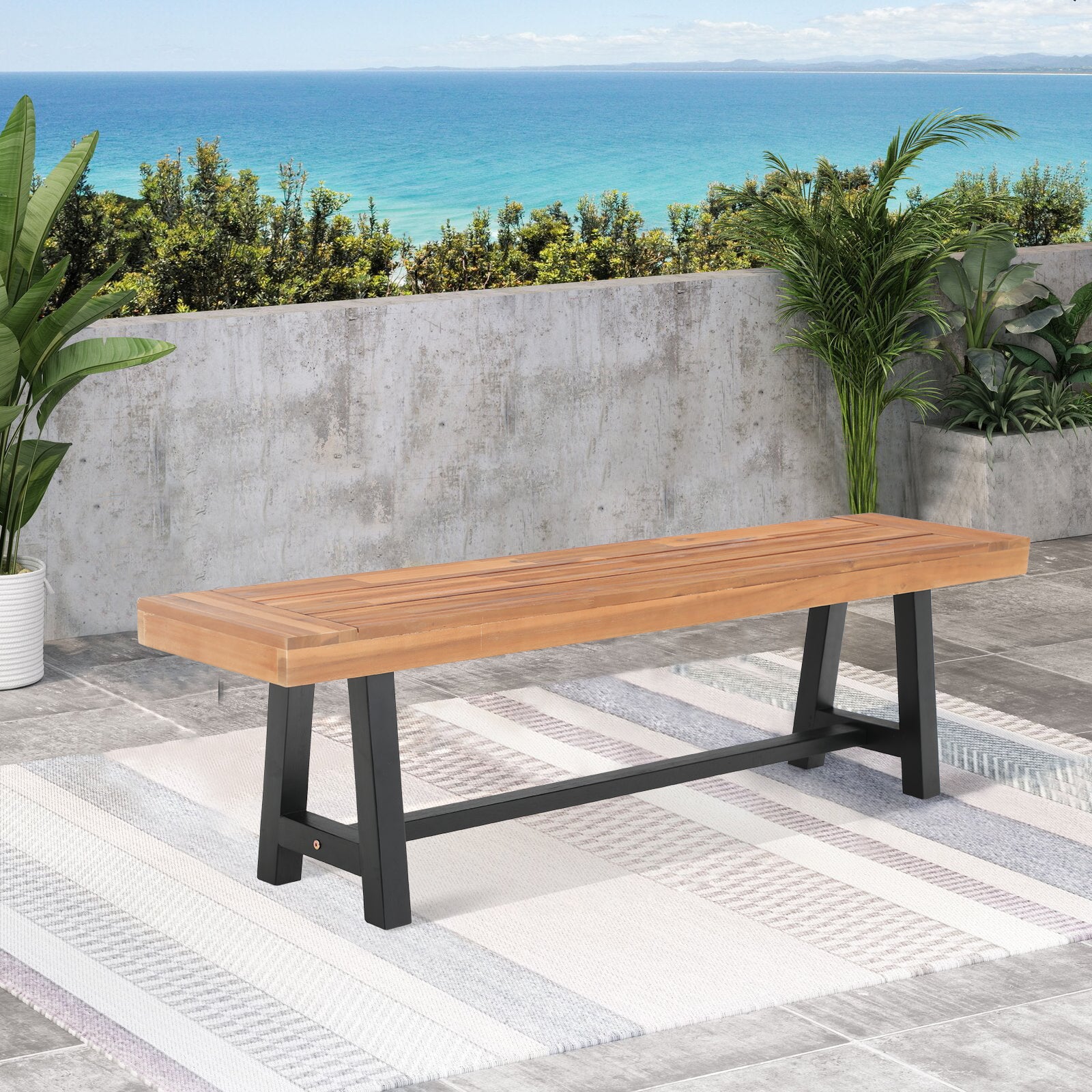 Sophia & William 63”Outdoor Acacia Wooden Garden Bench