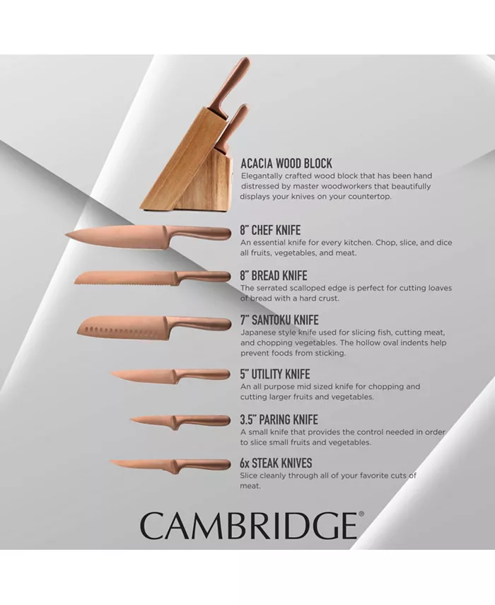 Cambridge Silversmiths Cambridge Rame 12-Piece Cutlery Set with Knife Block