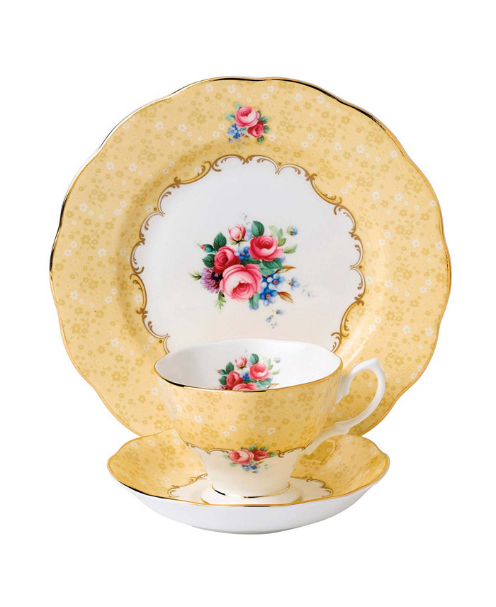 Royal Albert 100 Years 1990 3-Piece Set Teacup Saucer and Plate -Bouquet