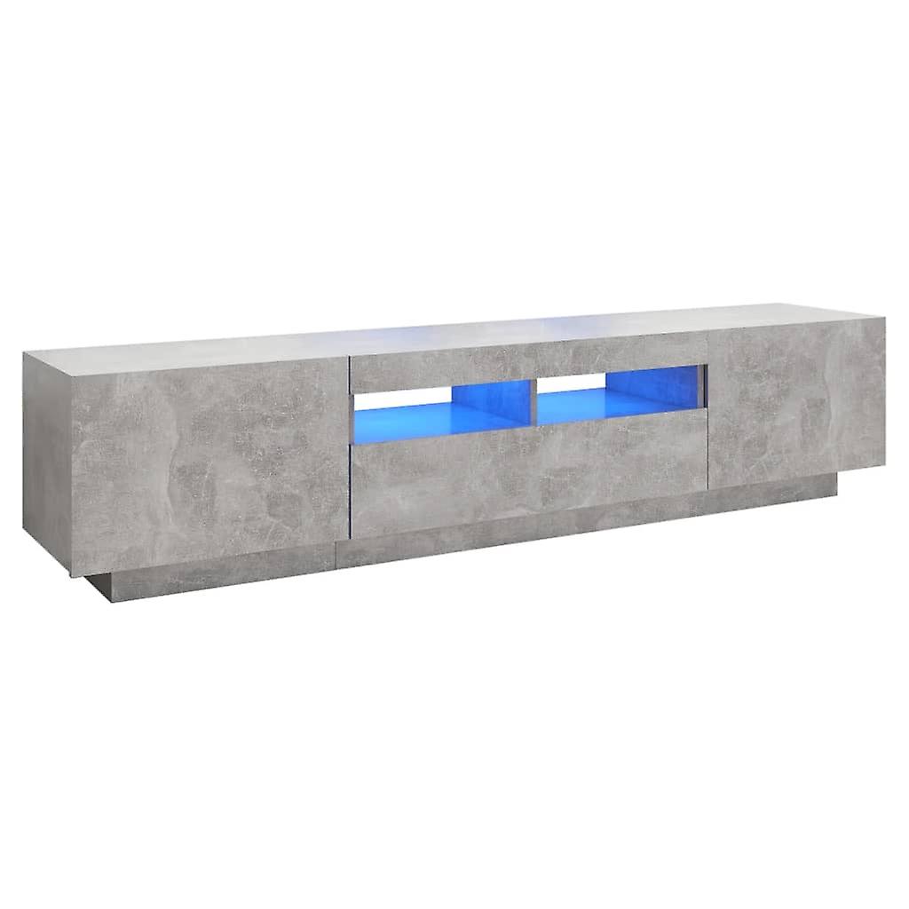 Tv Cabinet With Led Lights Concrete Grey 180x35x40 Cm