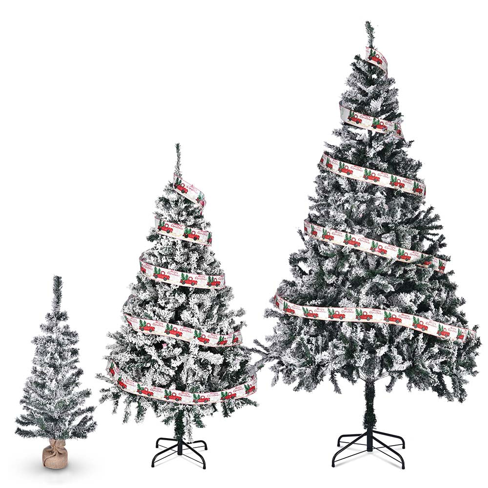 Yescom Flocked Christmas Tree White (7.5ft, 5ft, 3ft Options)