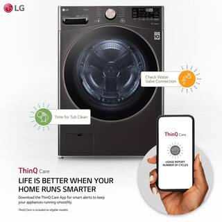 LG 4.5 Cu. Ft. Stackable SMART Front Load Washer in Black Steel with Steam and TurboWash360 Technology WM4000HBA