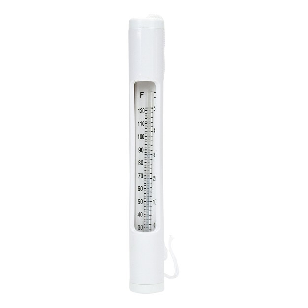 White Round Swimming Pool Thermometer With White Cord